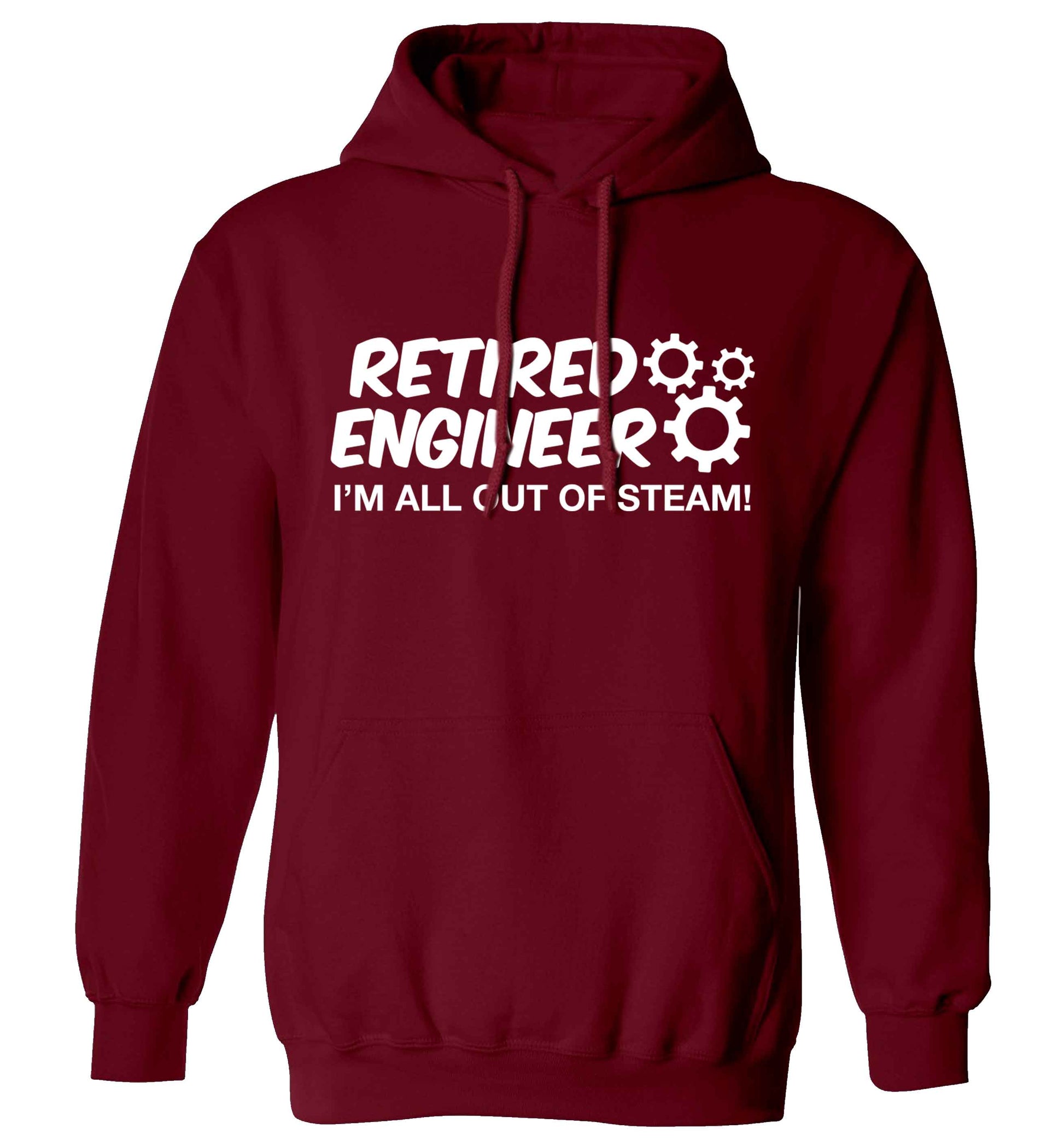 Retired engineer I'm all out of steam adults unisex maroon hoodie 2XL