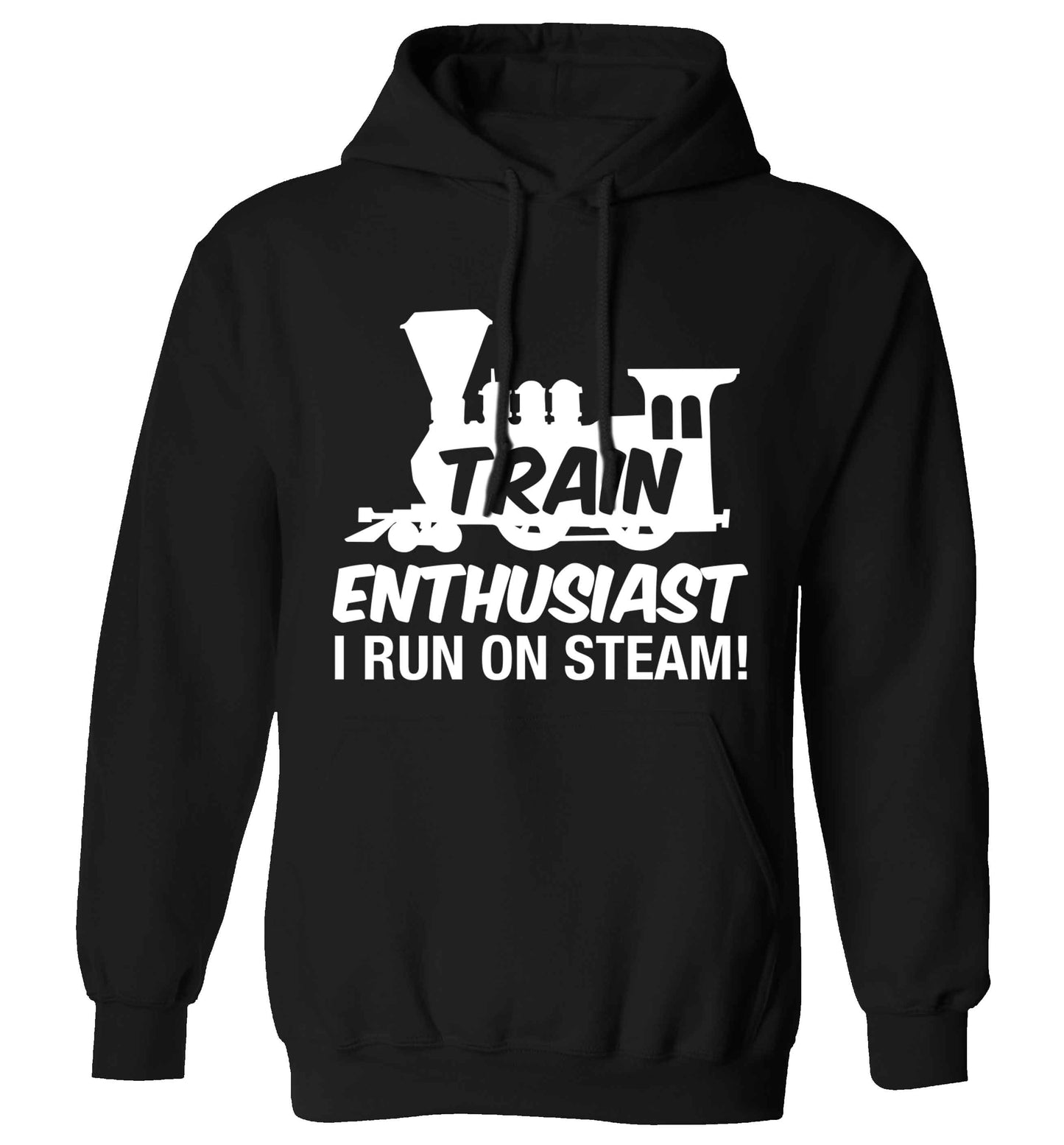 Train enthusiast I run on steam adults unisex black hoodie 2XL