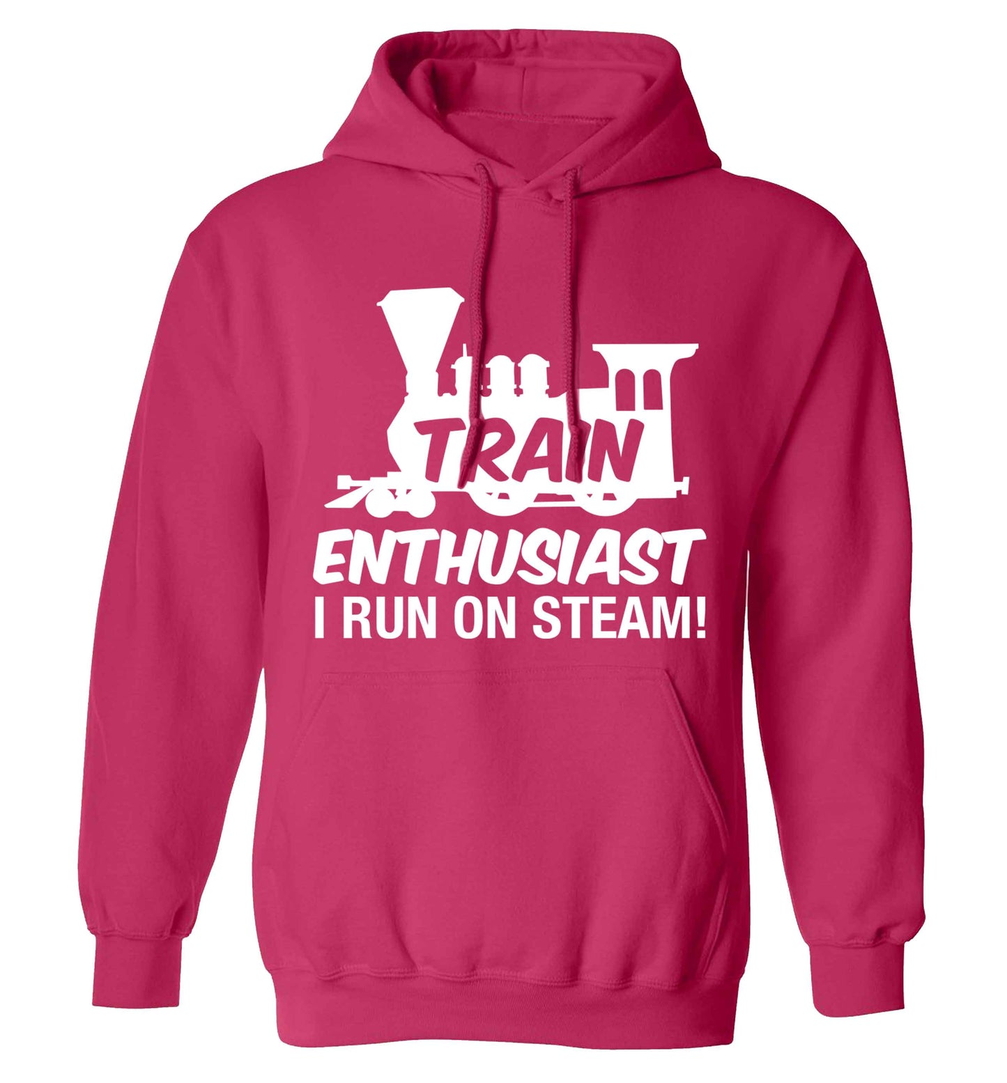 Train enthusiast I run on steam adults unisex pink hoodie 2XL