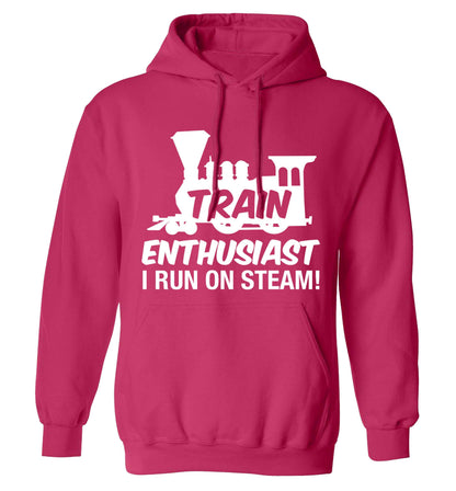 Train enthusiast I run on steam adults unisex pink hoodie 2XL