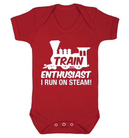 Train enthusiast I run on steam Baby Vest red 18-24 months