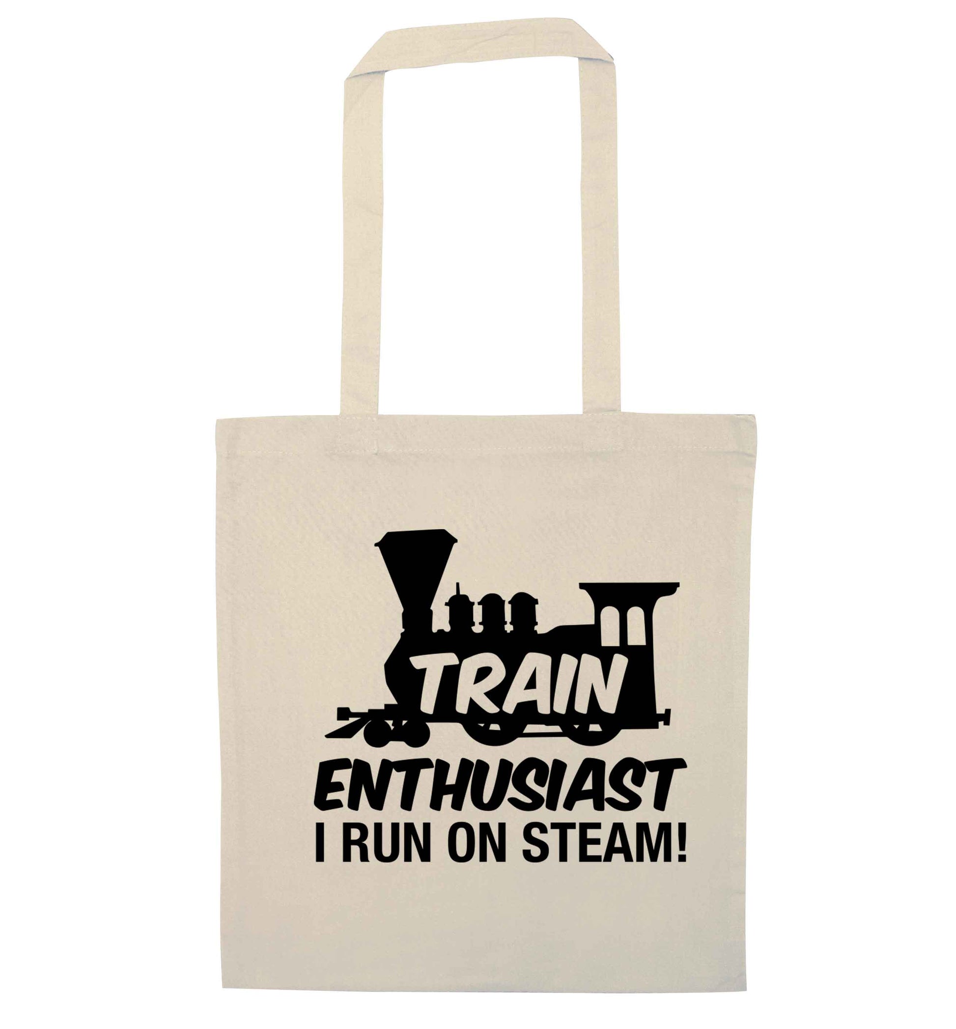 Train enthusiast I run on steam natural tote bag