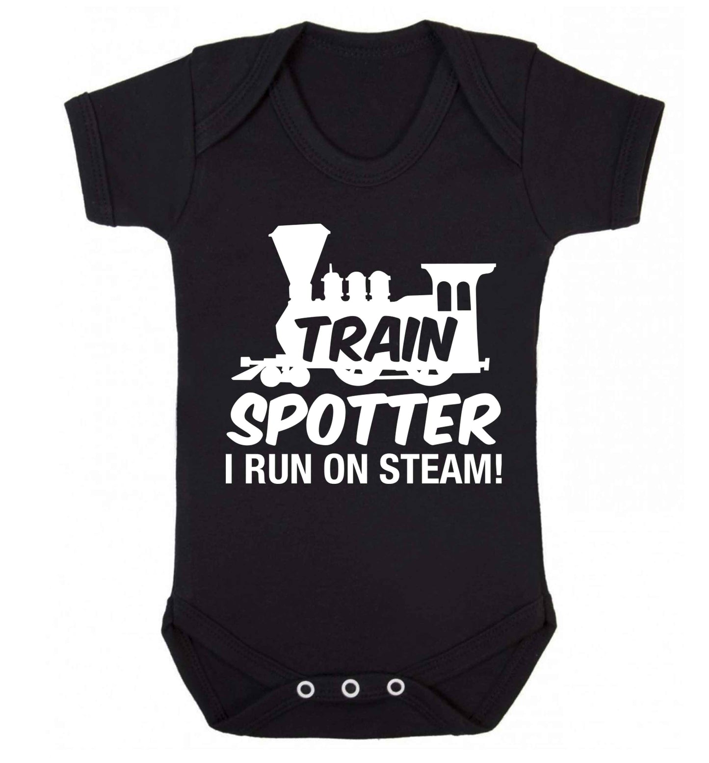 Train spotter I run on steam Baby Vest black 18-24 months
