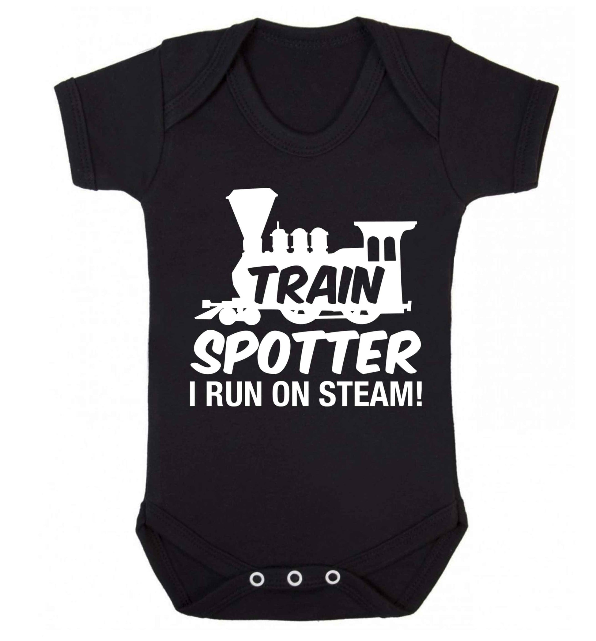 Train spotter I run on steam Baby Vest black 18-24 months