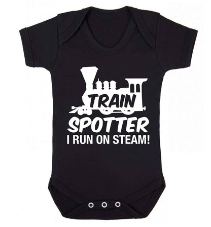 Train spotter I run on steam Baby Vest black 18-24 months