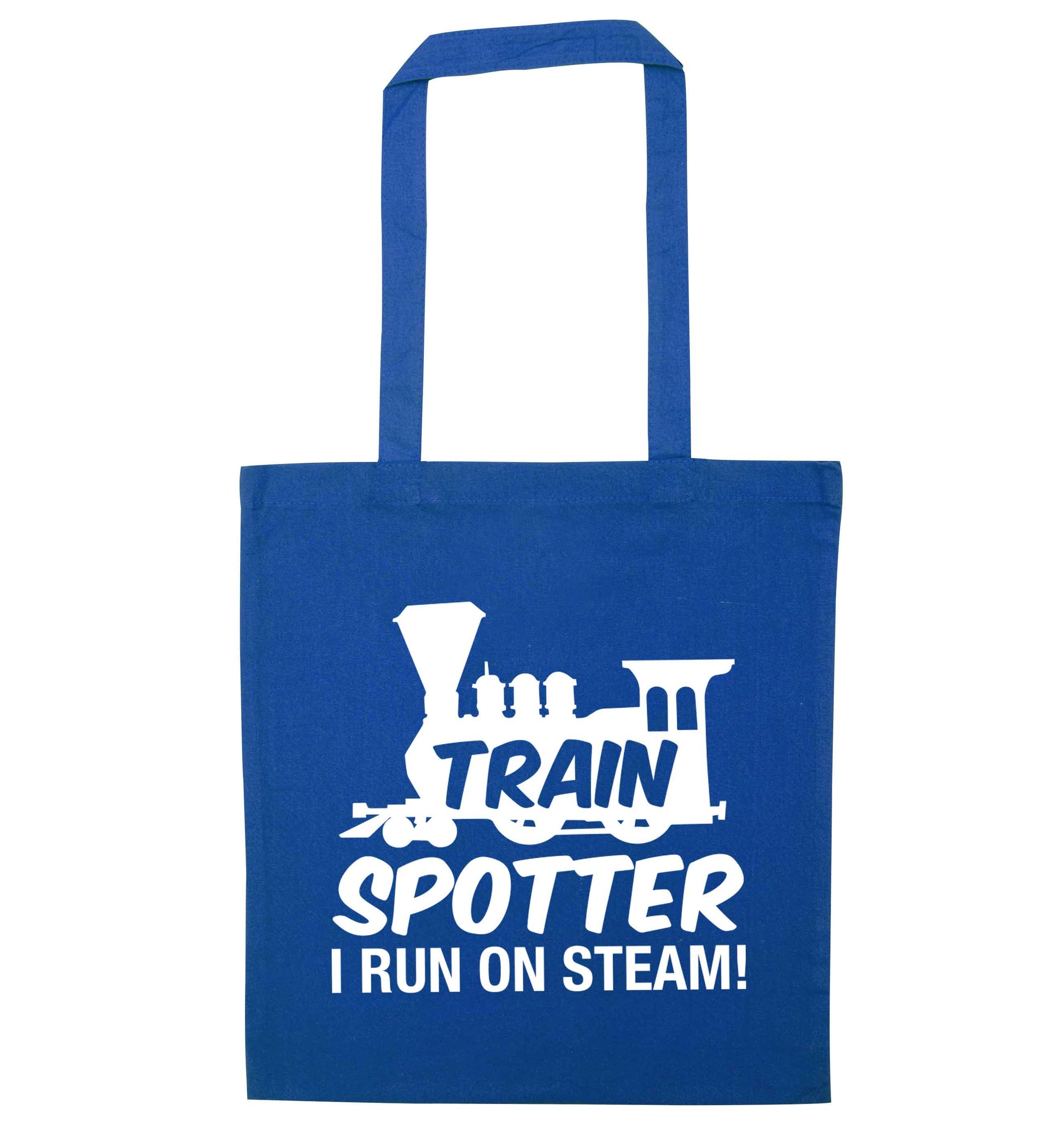 Train spotter I run on steam blue tote bag