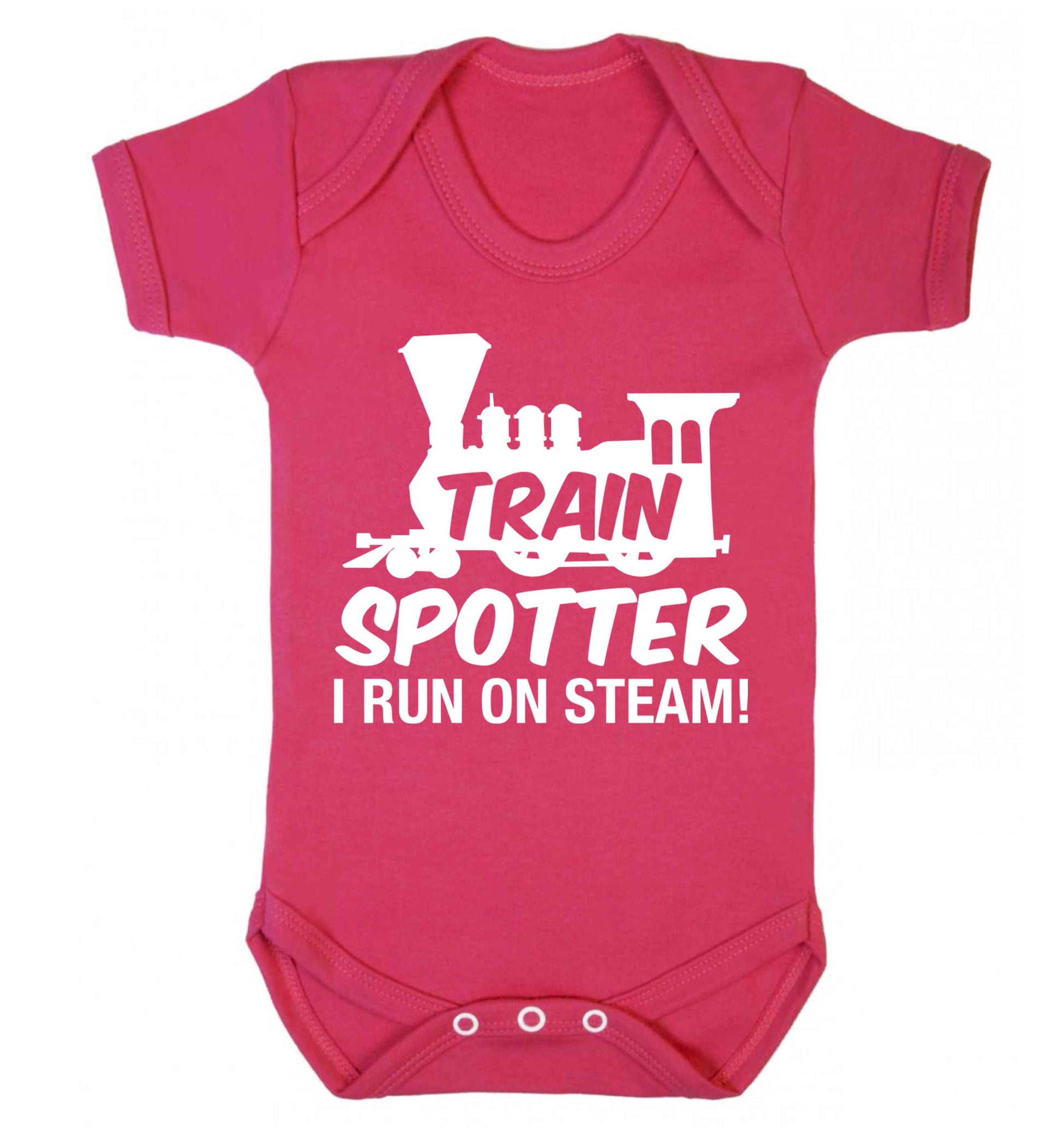 Train spotter I run on steam Baby Vest dark pink 18-24 months