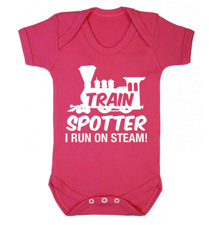 Train spotter I run on steam Baby Vest dark pink 18-24 months