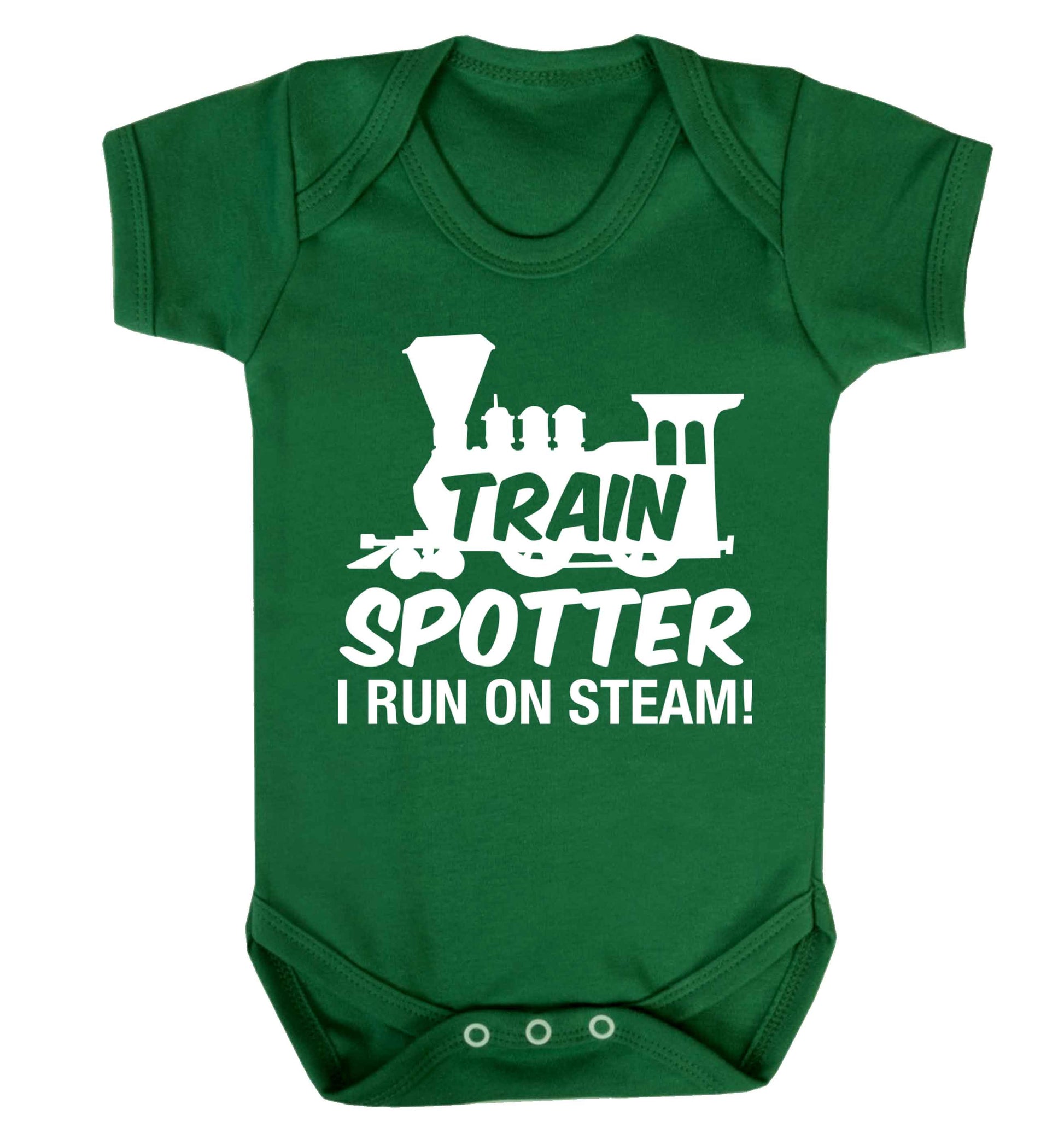 Train spotter I run on steam Baby Vest green 18-24 months