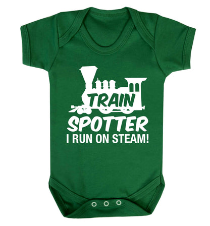 Train spotter I run on steam Baby Vest green 18-24 months