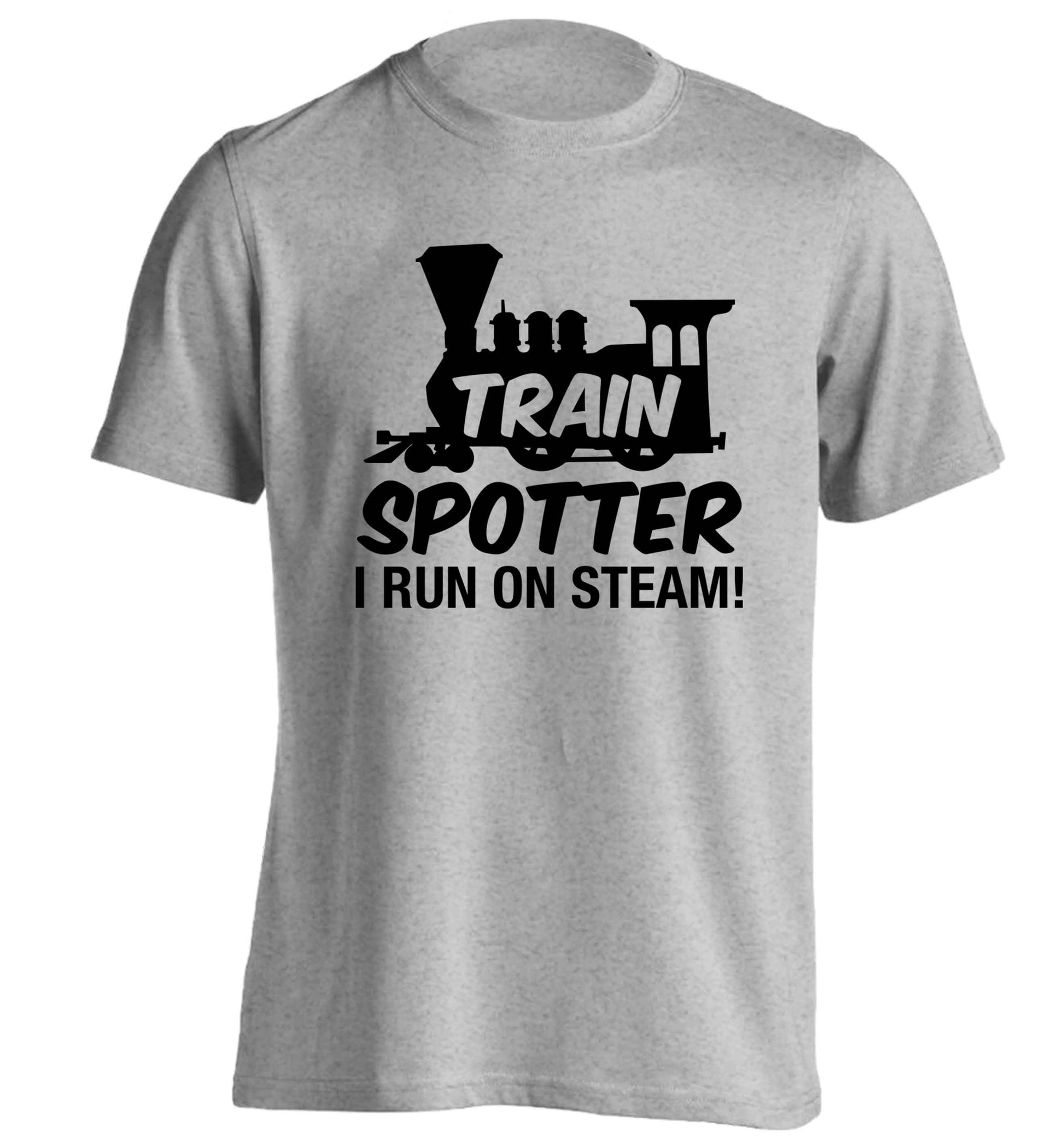 Train spotter I run on steam adults unisex grey Tshirt 2XL