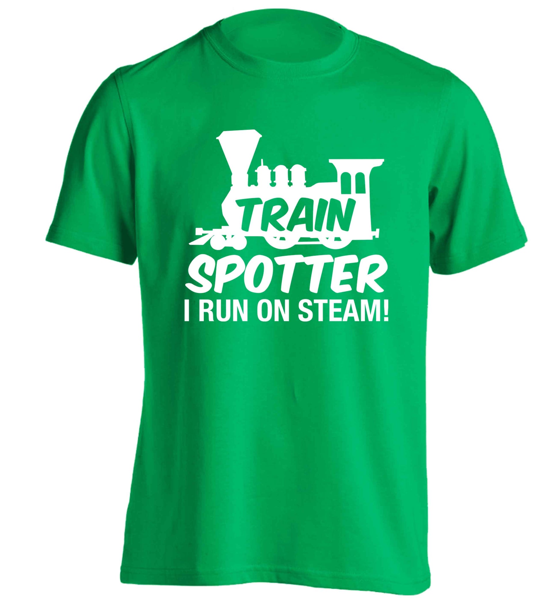 Train spotter I run on steam adults unisex green Tshirt 2XL