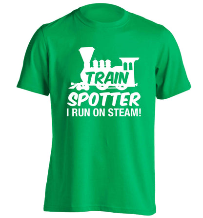 Train spotter I run on steam adults unisex green Tshirt 2XL