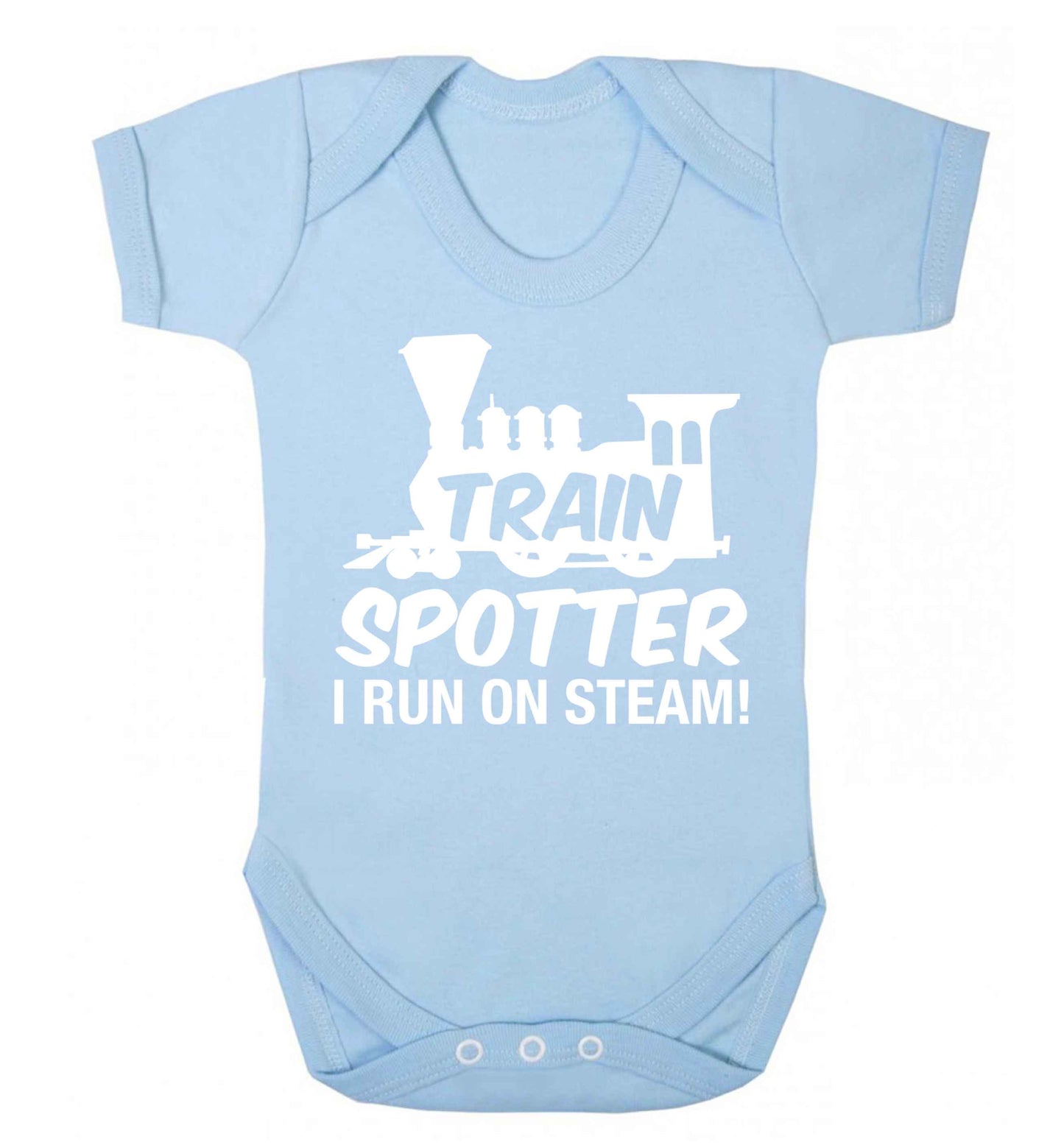 Train spotter I run on steam Baby Vest pale blue 18-24 months
