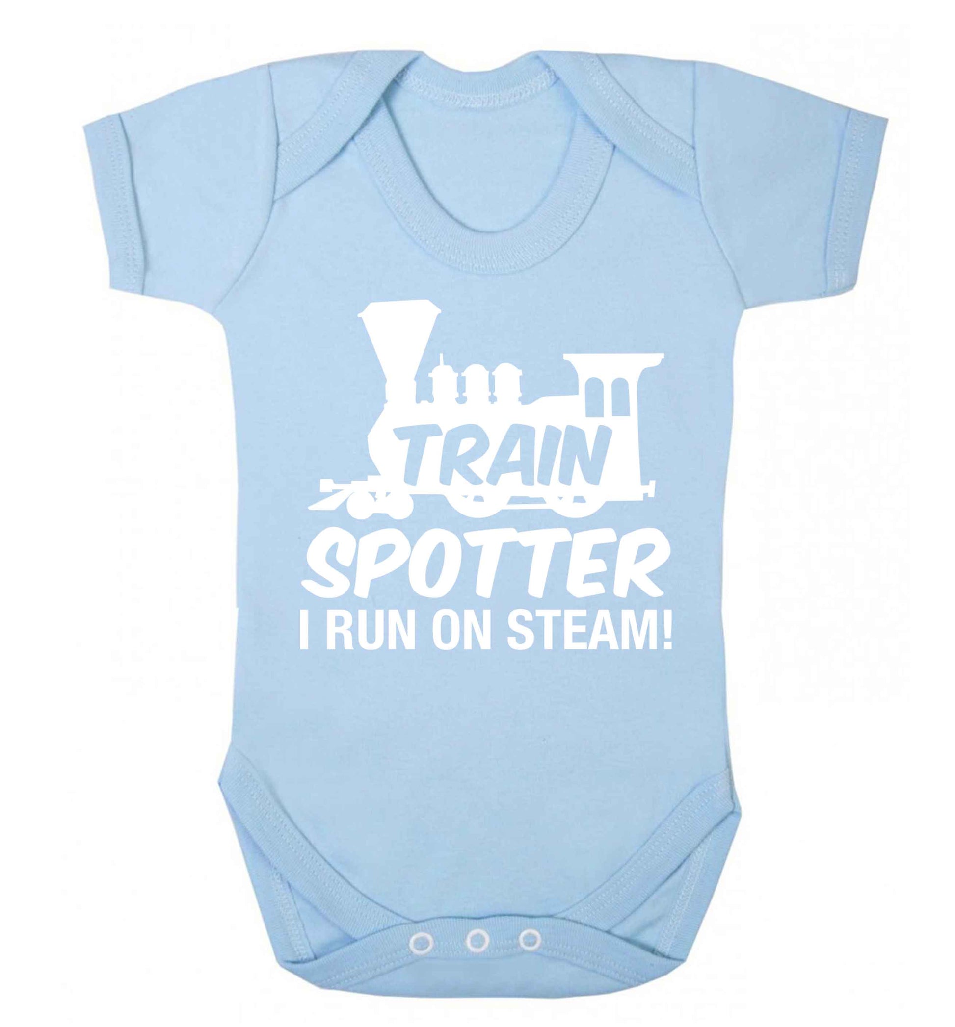 Train spotter I run on steam Baby Vest pale blue 18-24 months