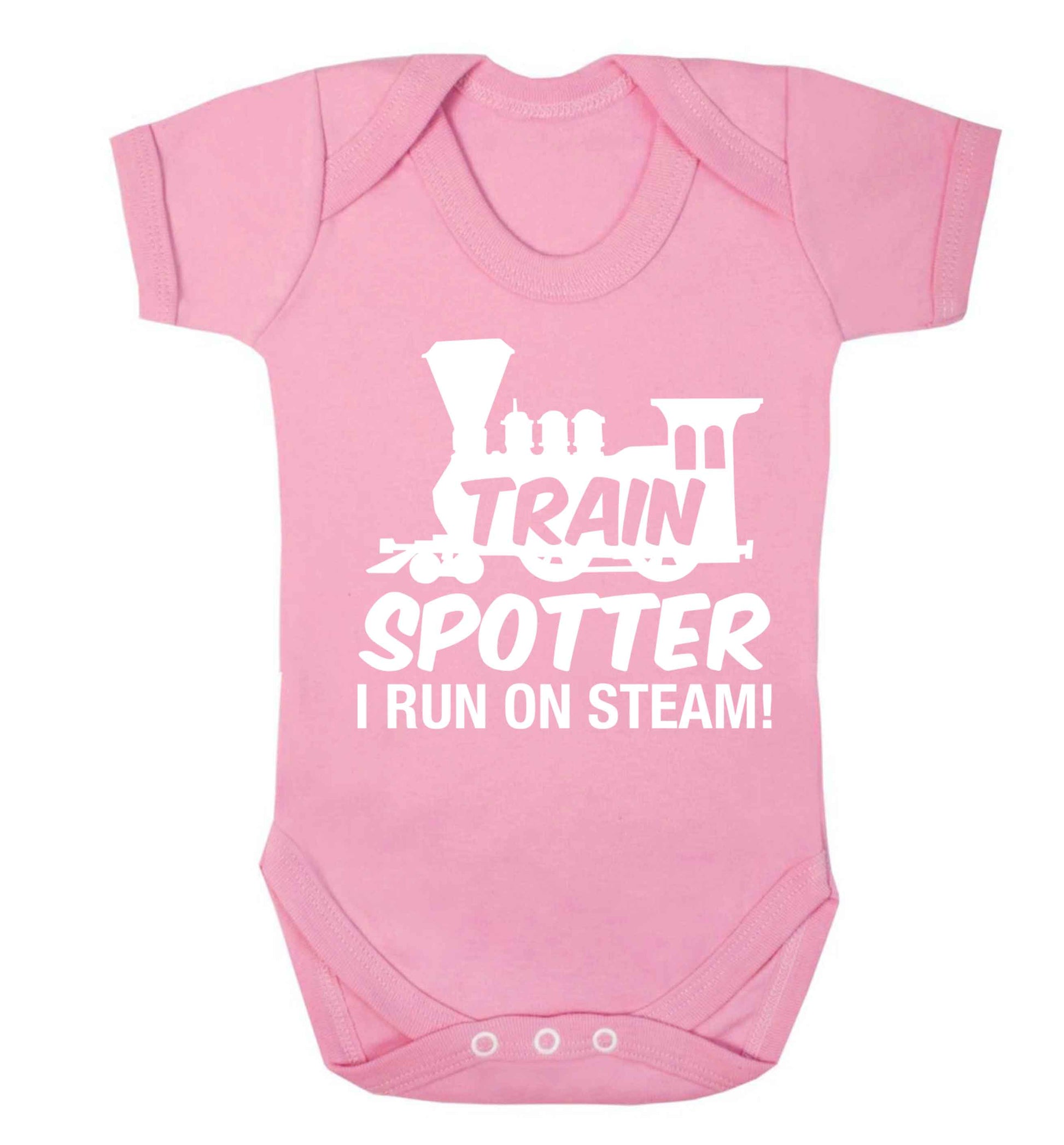 Train spotter I run on steam Baby Vest pale pink 18-24 months