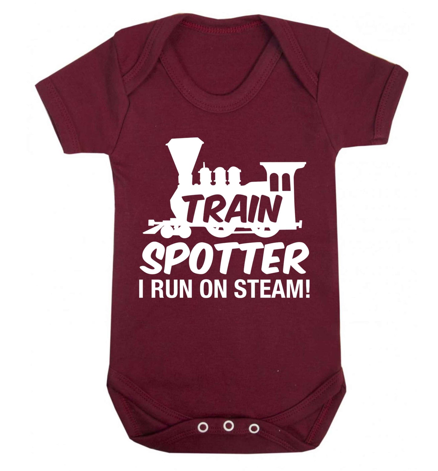 Train spotter I run on steam Baby Vest maroon 18-24 months