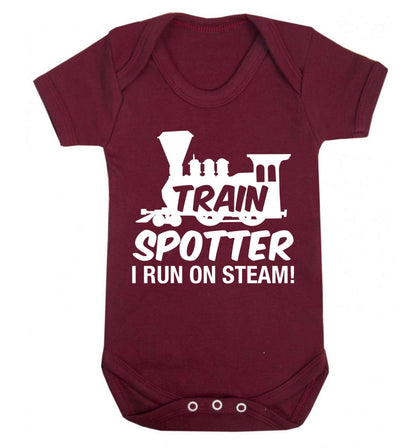Train spotter I run on steam Baby Vest maroon 18-24 months
