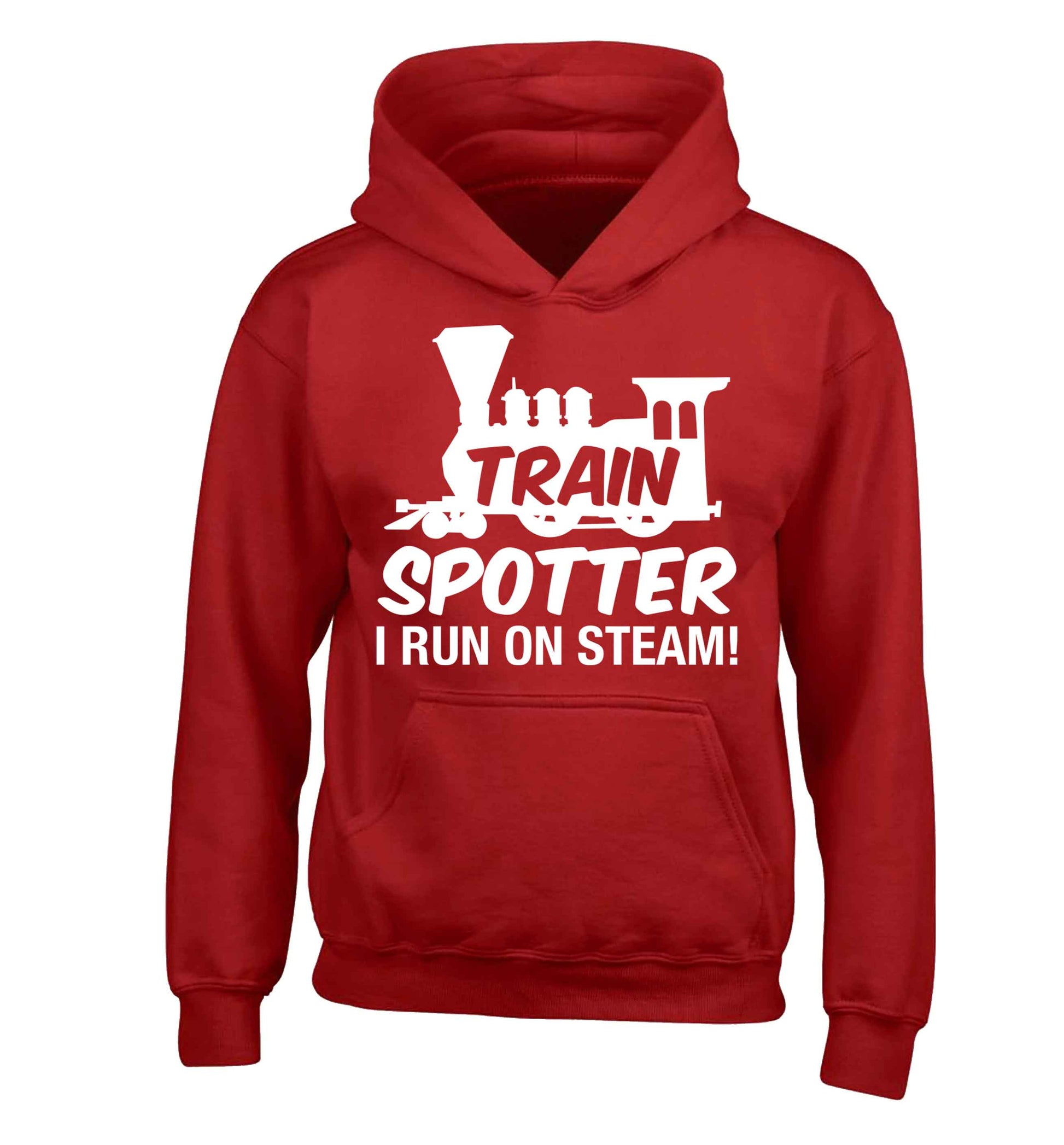 Train spotter I run on steam children's red hoodie 12-13 Years
