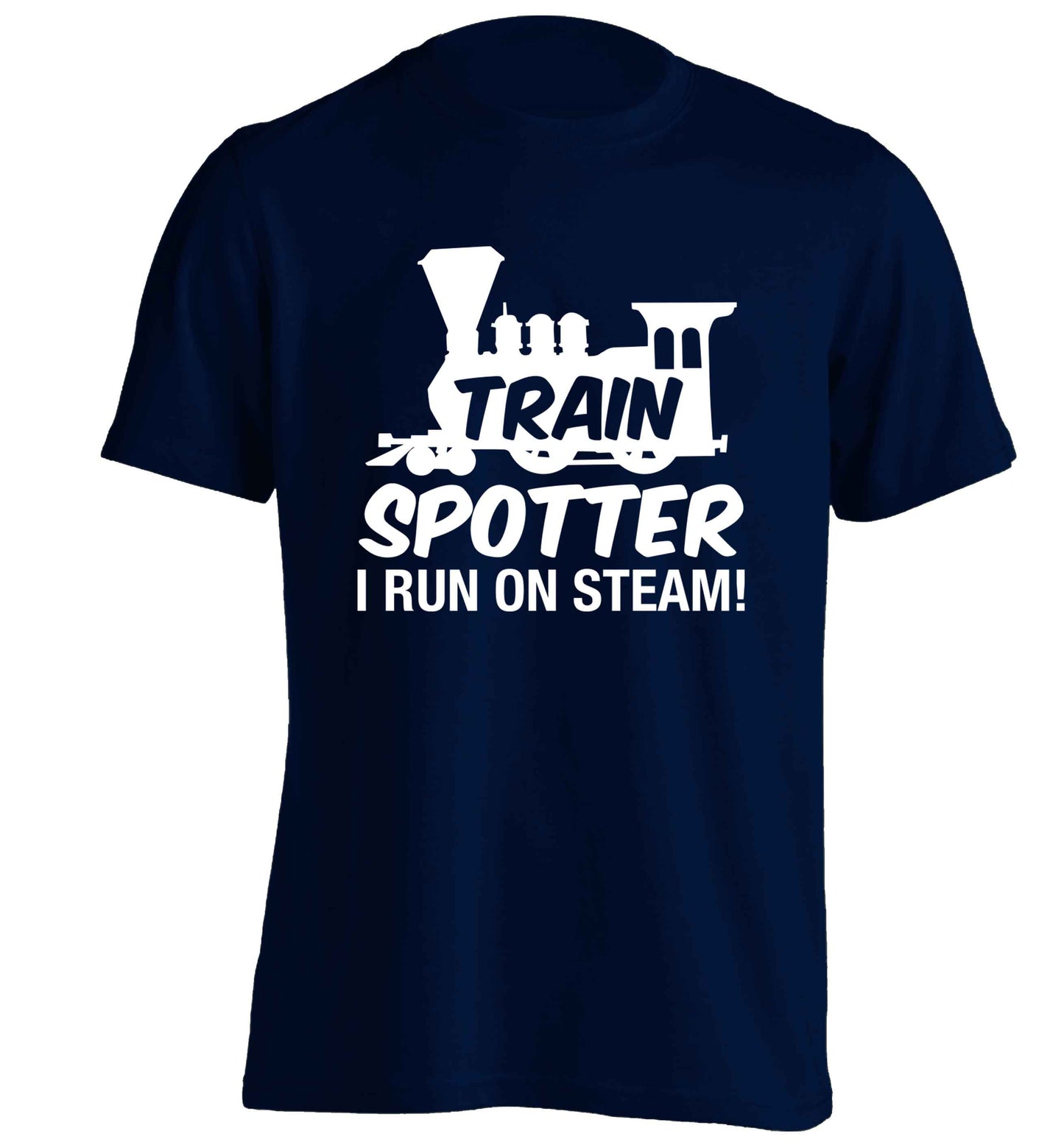 Train spotter I run on steam adults unisex navy Tshirt 2XL