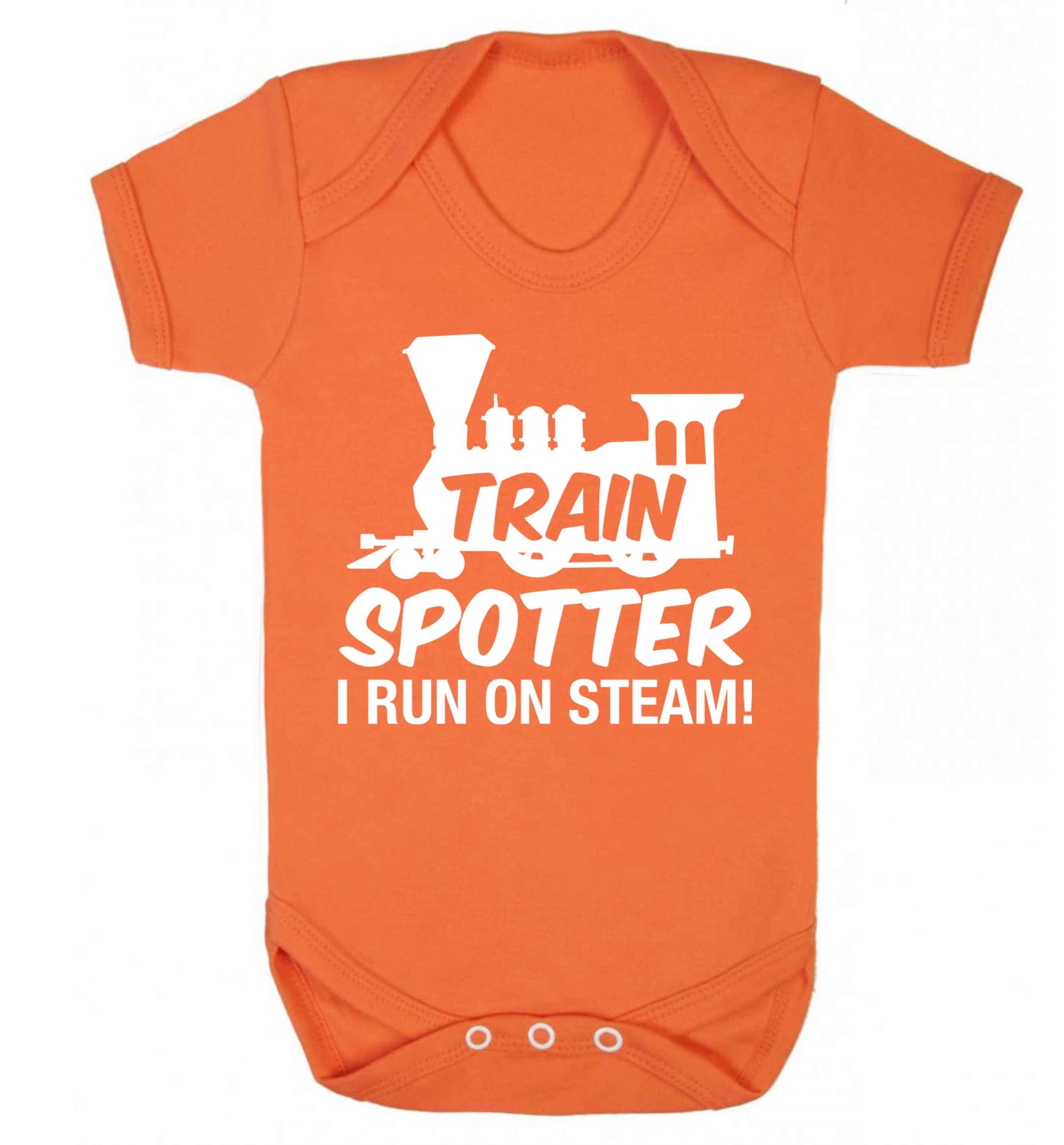 Train spotter I run on steam Baby Vest orange 18-24 months