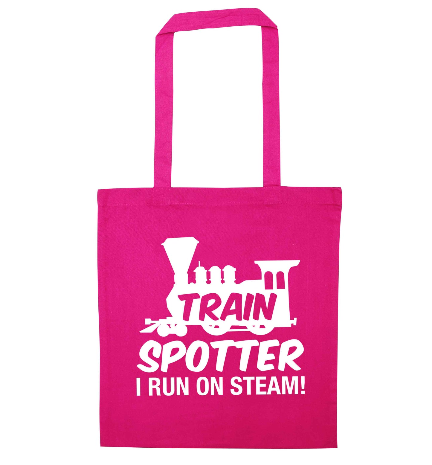 Train spotter I run on steam pink tote bag