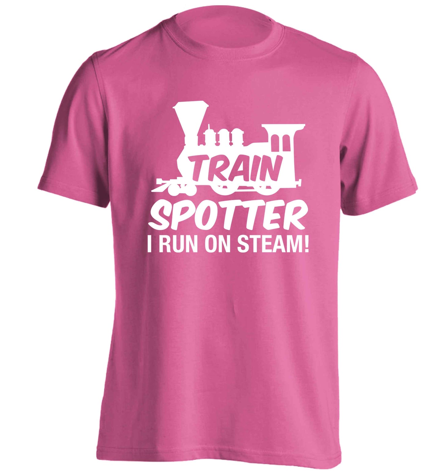 Train spotter I run on steam adults unisex pink Tshirt 2XL