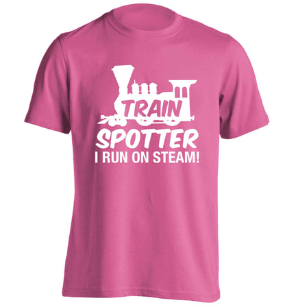 Train spotter I run on steam adults unisex pink Tshirt 2XL