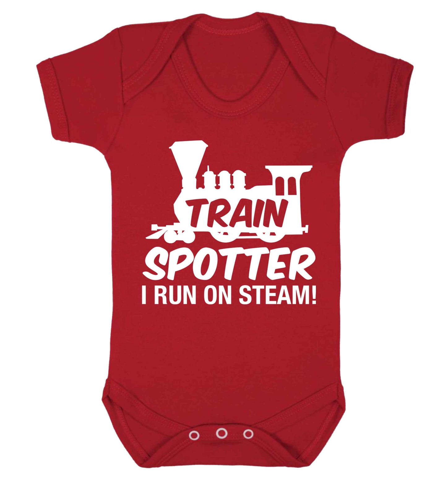 Train spotter I run on steam Baby Vest red 18-24 months