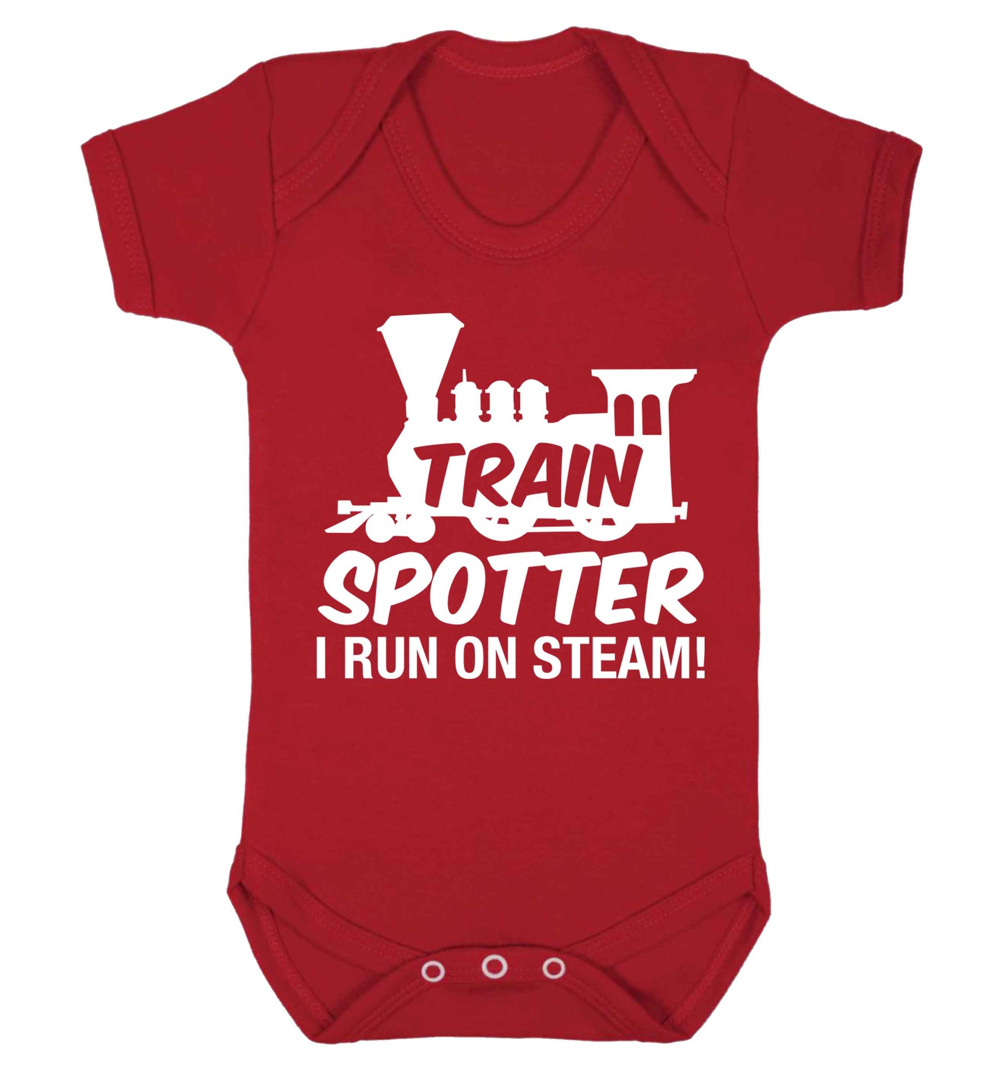Train spotter I run on steam Baby Vest red 18-24 months