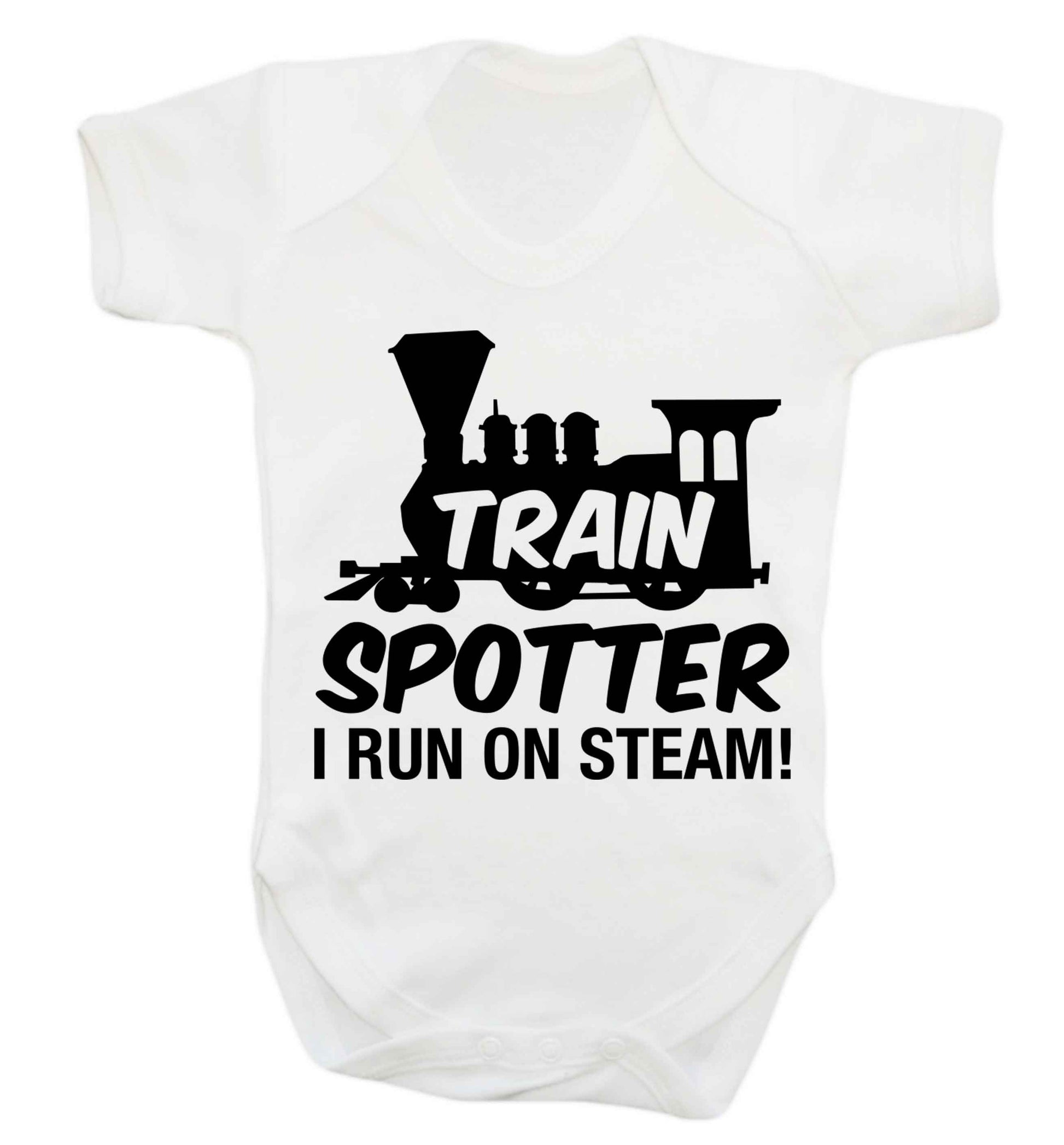 Train spotter I run on steam Baby Vest white 18-24 months