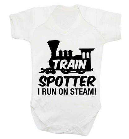 Train spotter I run on steam Baby Vest white 18-24 months