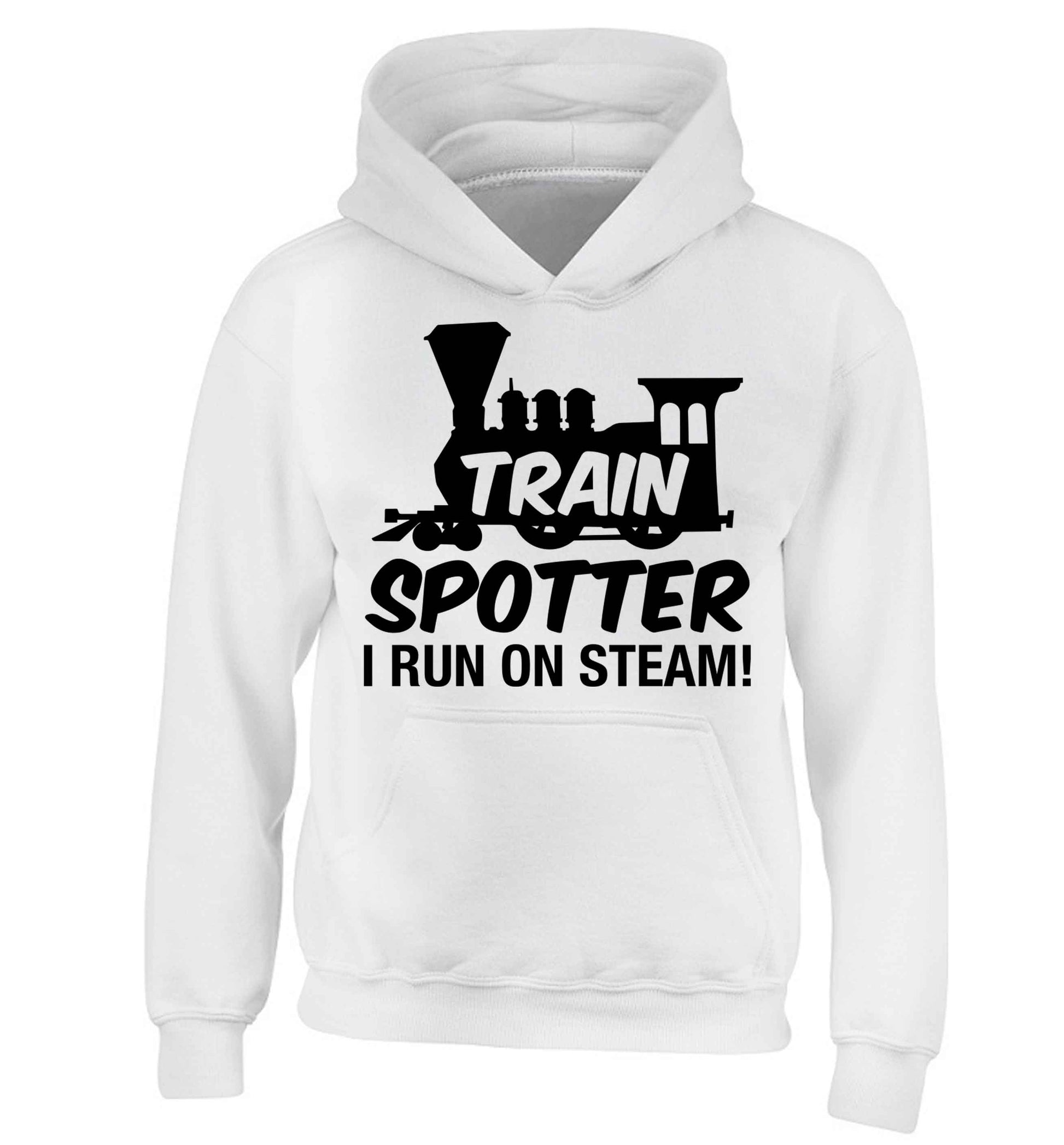 Train spotter I run on steam children's white hoodie 12-13 Years