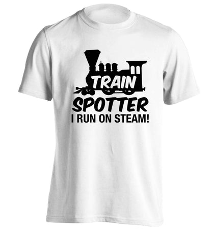 Train spotter I run on steam adults unisex white Tshirt 2XL