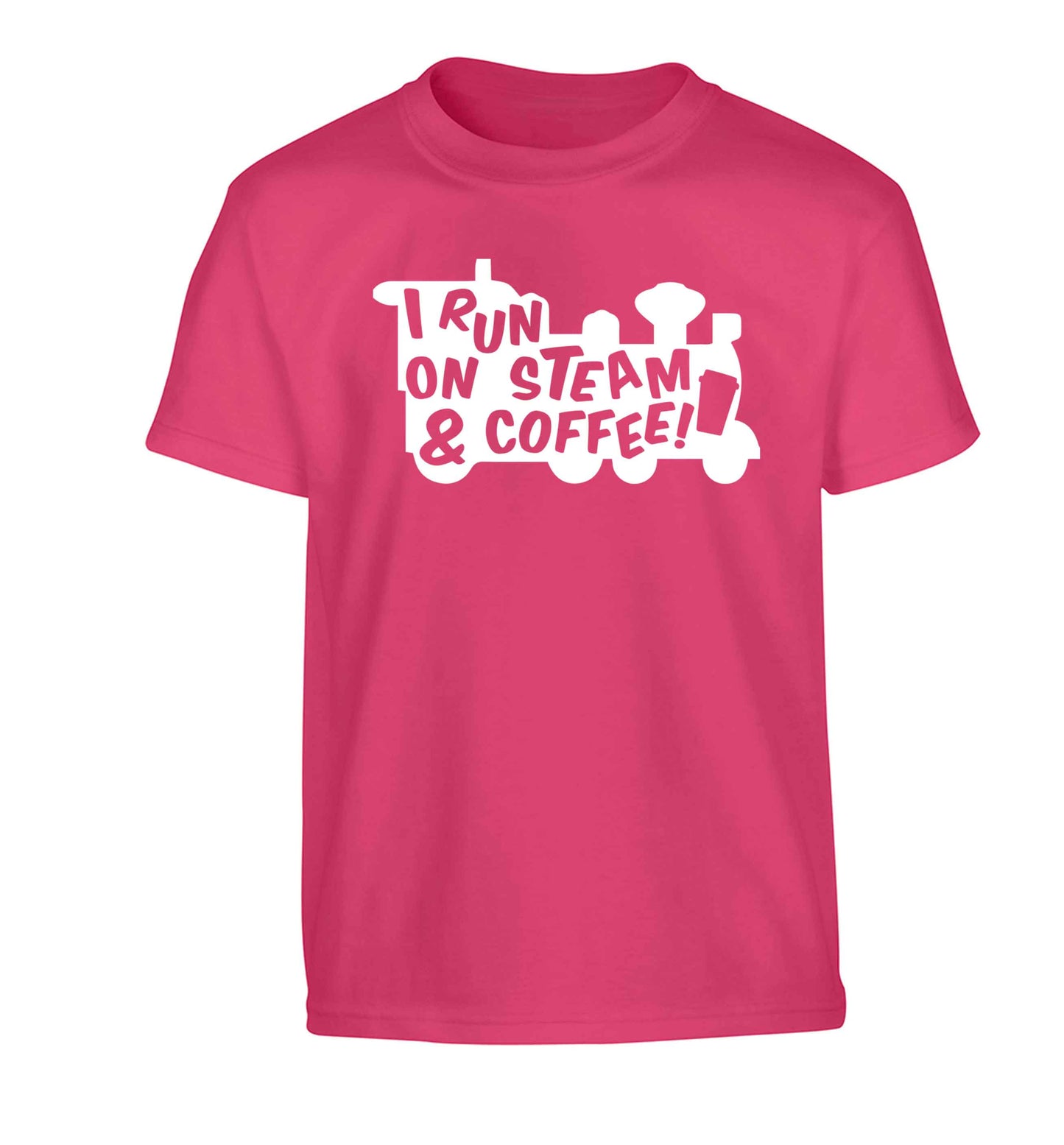 I run on steam and coffee Children's pink Tshirt 12-13 Years
