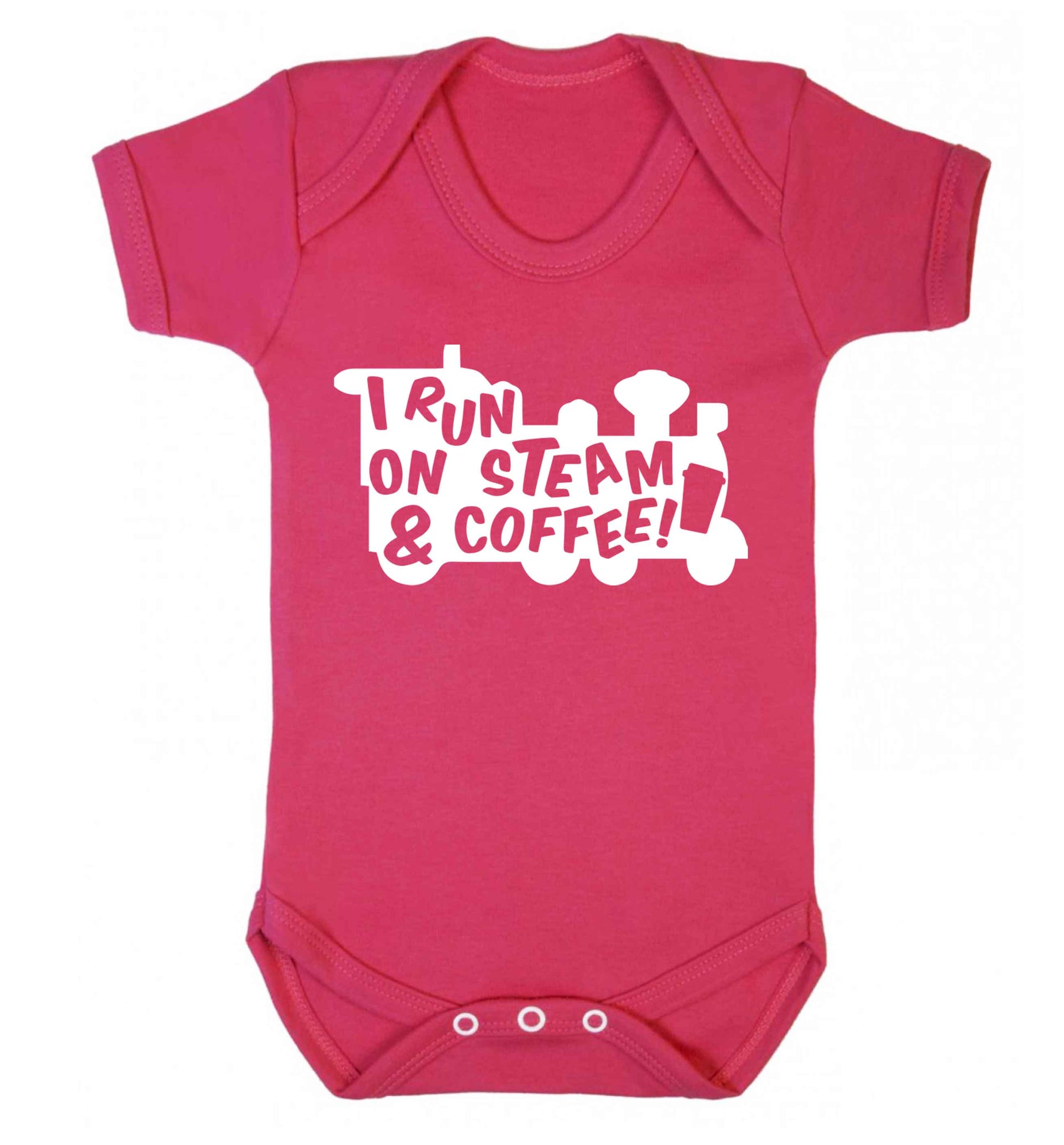 I run on steam and coffee Baby Vest dark pink 18-24 months