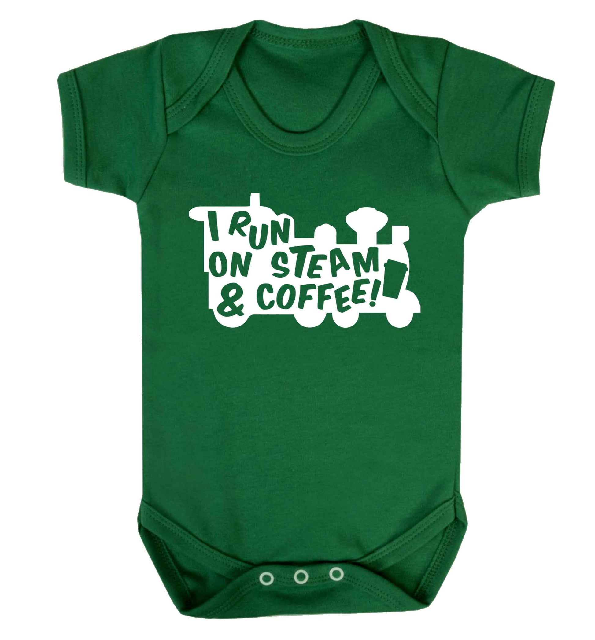 I run on steam and coffee Baby Vest green 18-24 months