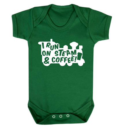I run on steam and coffee Baby Vest green 18-24 months