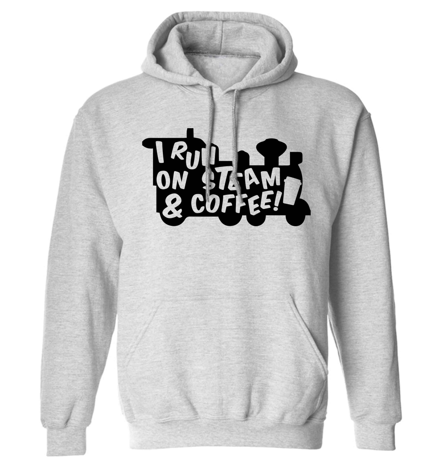 I run on steam and coffee adults unisex grey hoodie 2XL