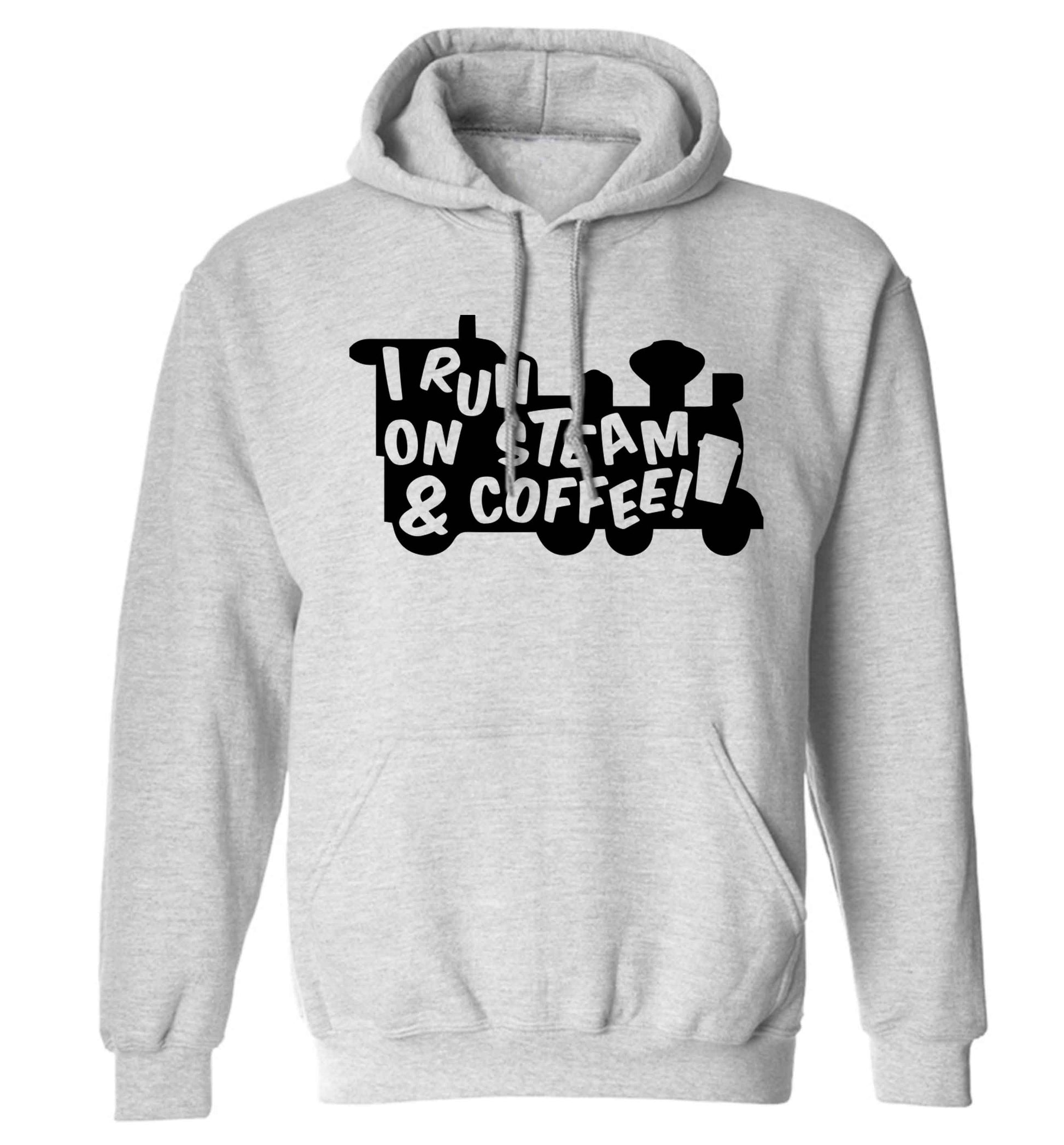 I run on steam and coffee adults unisex grey hoodie 2XL