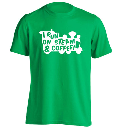 I run on steam and coffee adults unisex green Tshirt 2XL