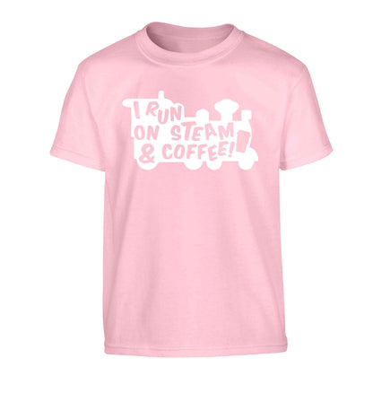 I run on steam and coffee Children's light pink Tshirt 12-13 Years