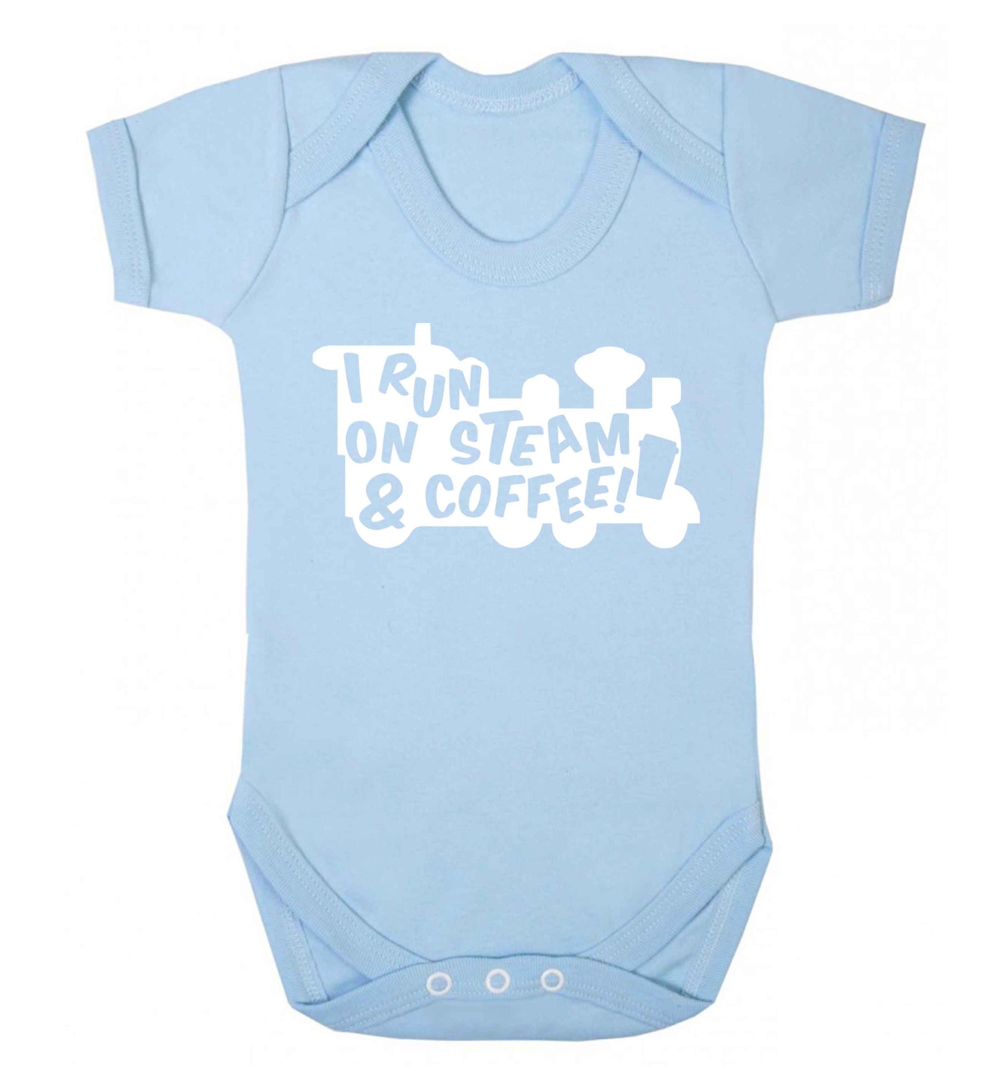 I run on steam and coffee Baby Vest pale blue 18-24 months