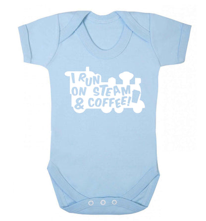 I run on steam and coffee Baby Vest pale blue 18-24 months