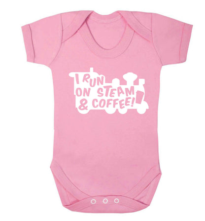 I run on steam and coffee Baby Vest pale pink 18-24 months