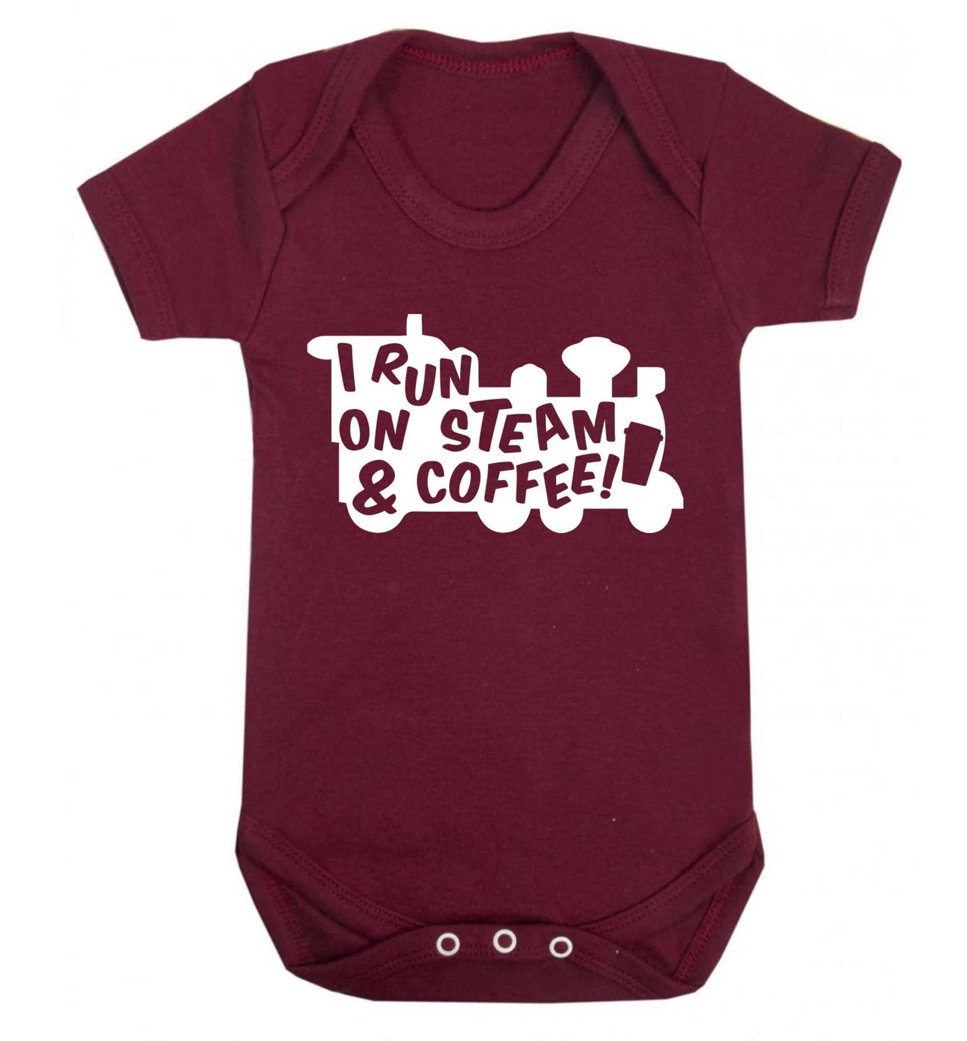 I run on steam and coffee Baby Vest maroon 18-24 months