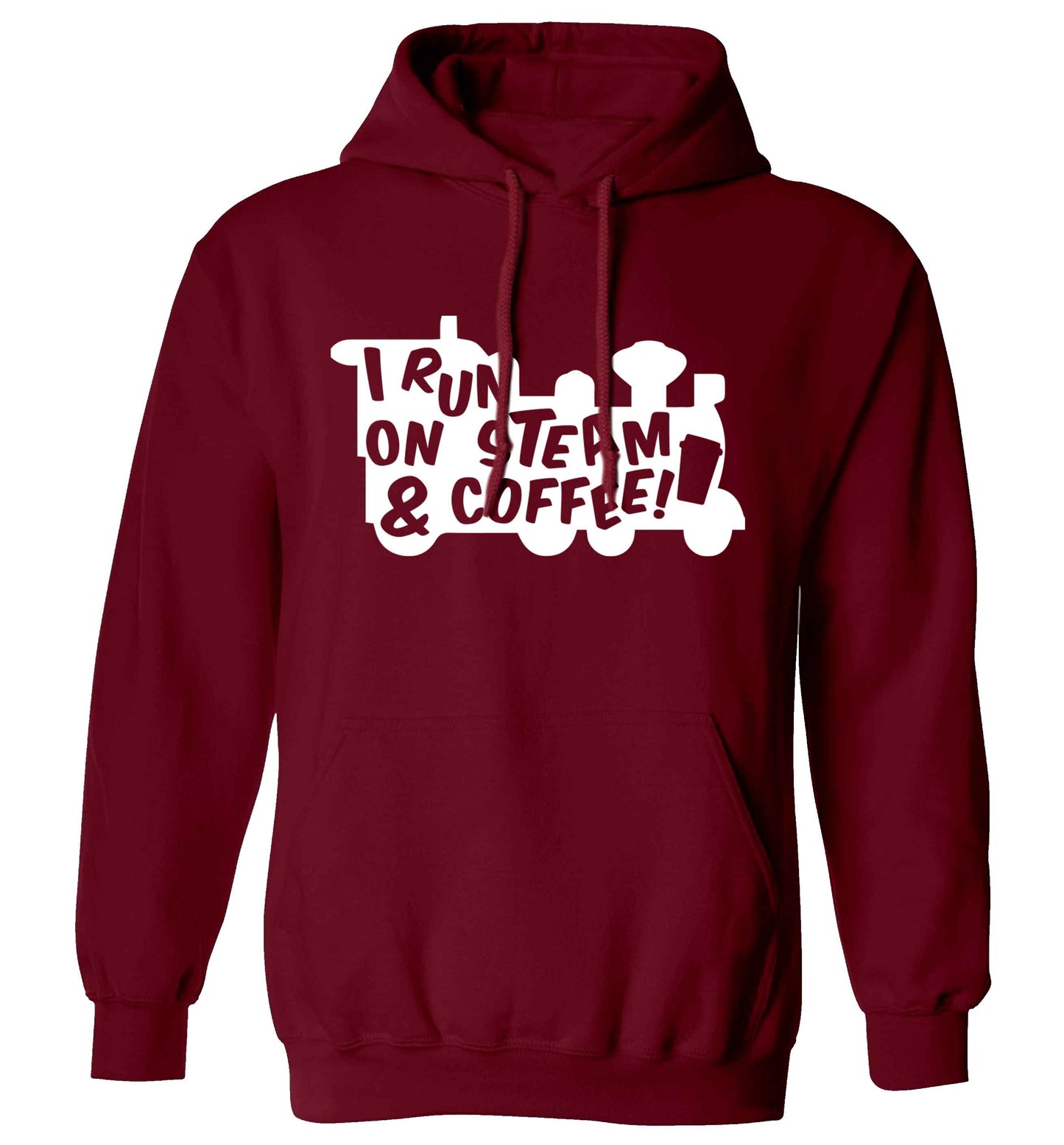 I run on steam and coffee adults unisex maroon hoodie 2XL