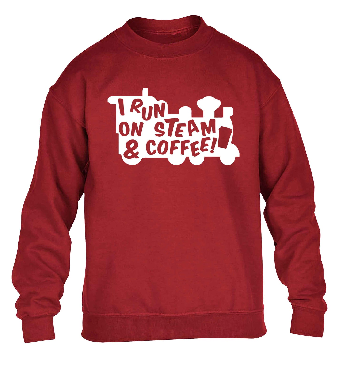 I run on steam and coffee children's grey sweater 12-13 Years