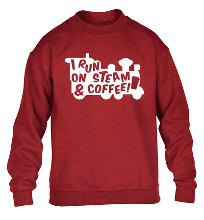 I run on steam and coffee children's grey sweater 12-13 Years