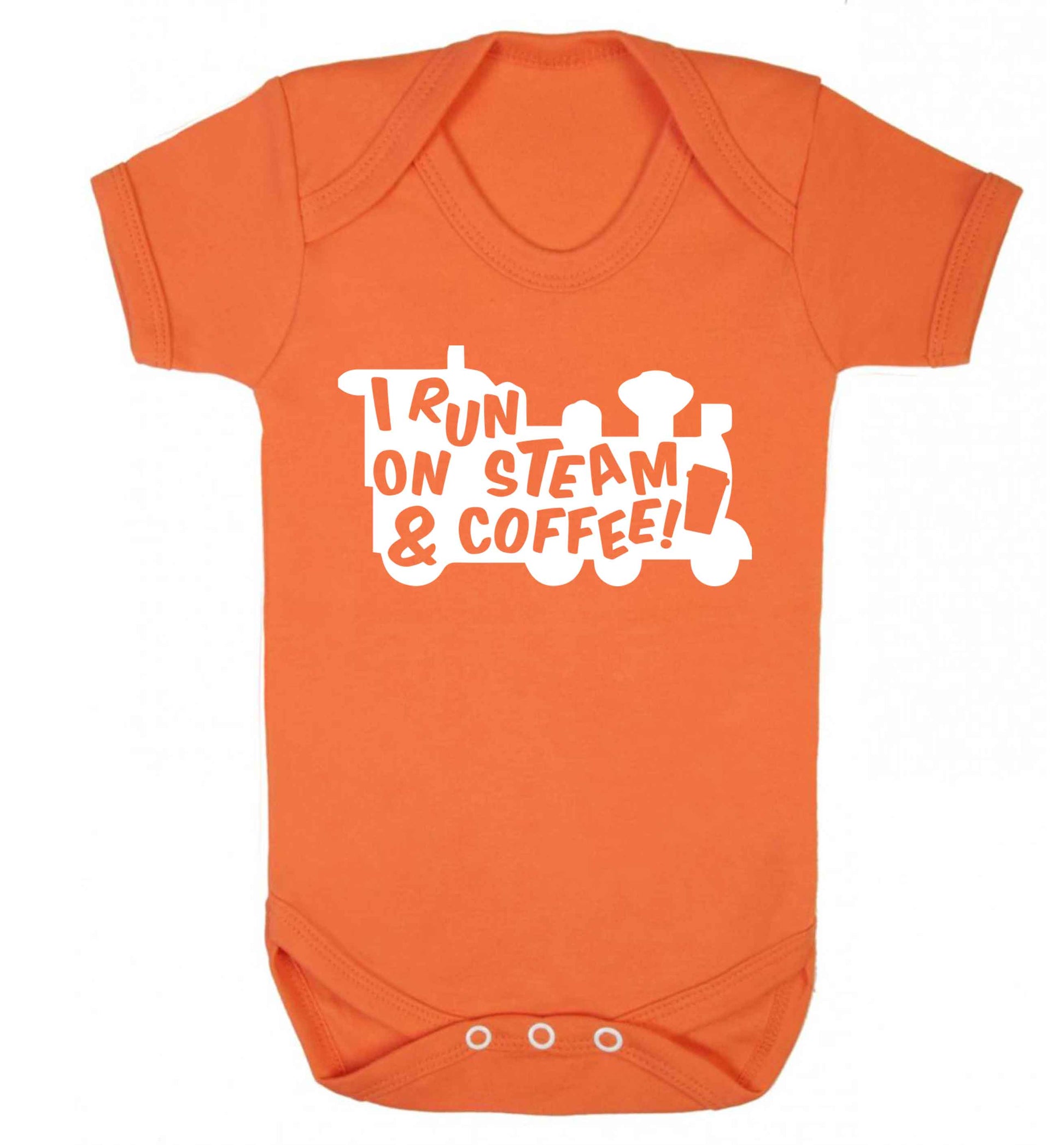 I run on steam and coffee Baby Vest orange 18-24 months